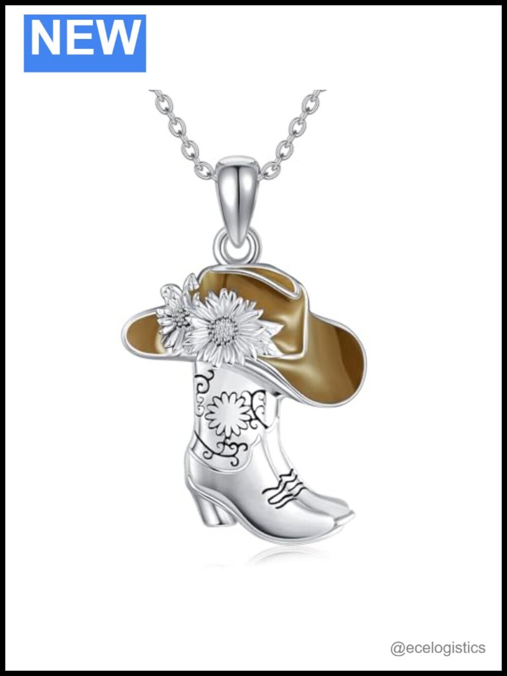 Sterling Silver Cowgirl Boot Pendant Necklace Western Country Jewelry Gift